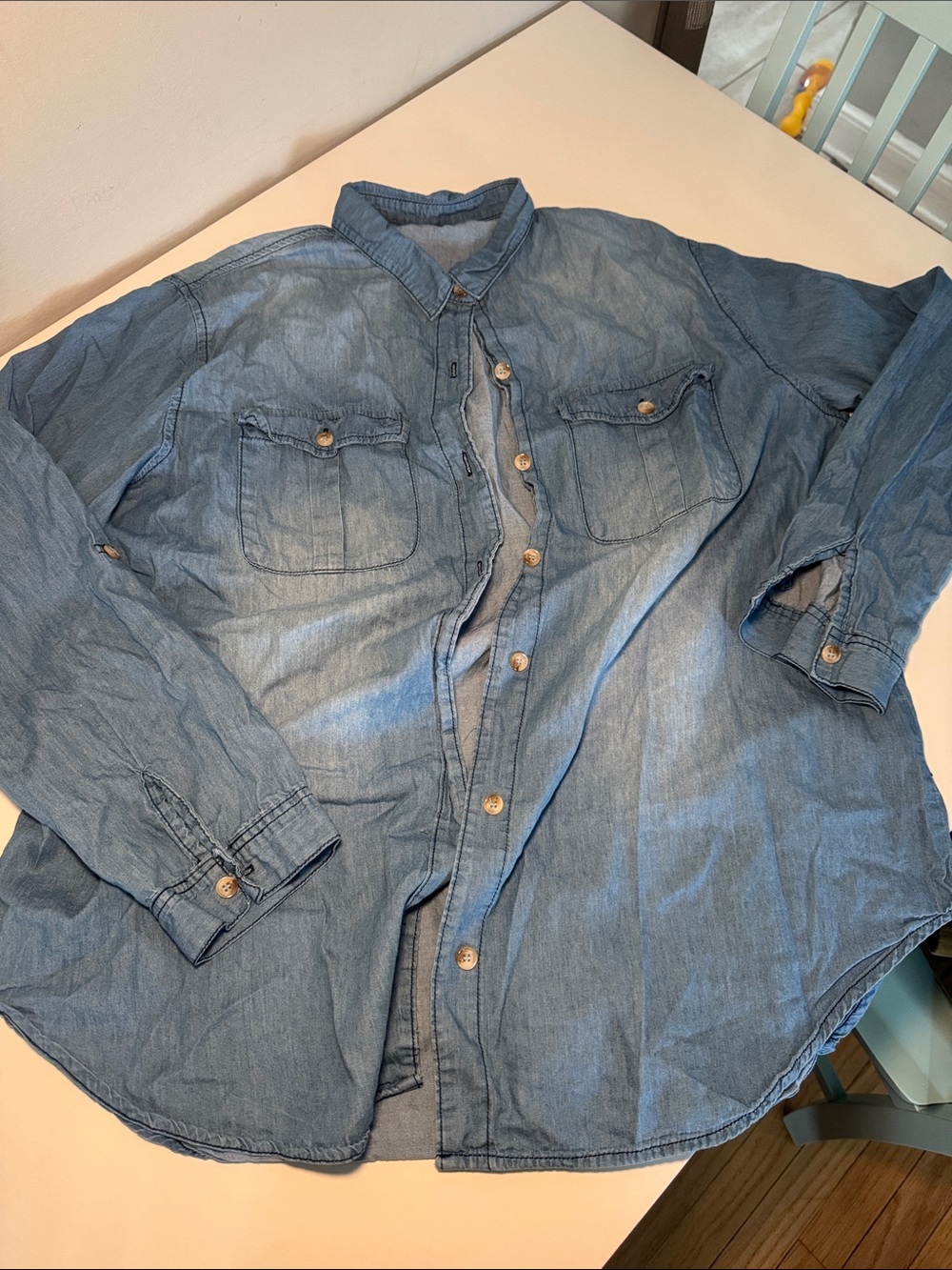 Women’s Blue Denim Shirt Jacket - Casual Button-Up